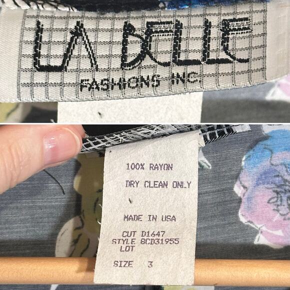 Vtg NWT 80s 90s Watercolor Rose Mini Dress Size 3/4 Small by La Belle Rayon - Picture 6 of 8